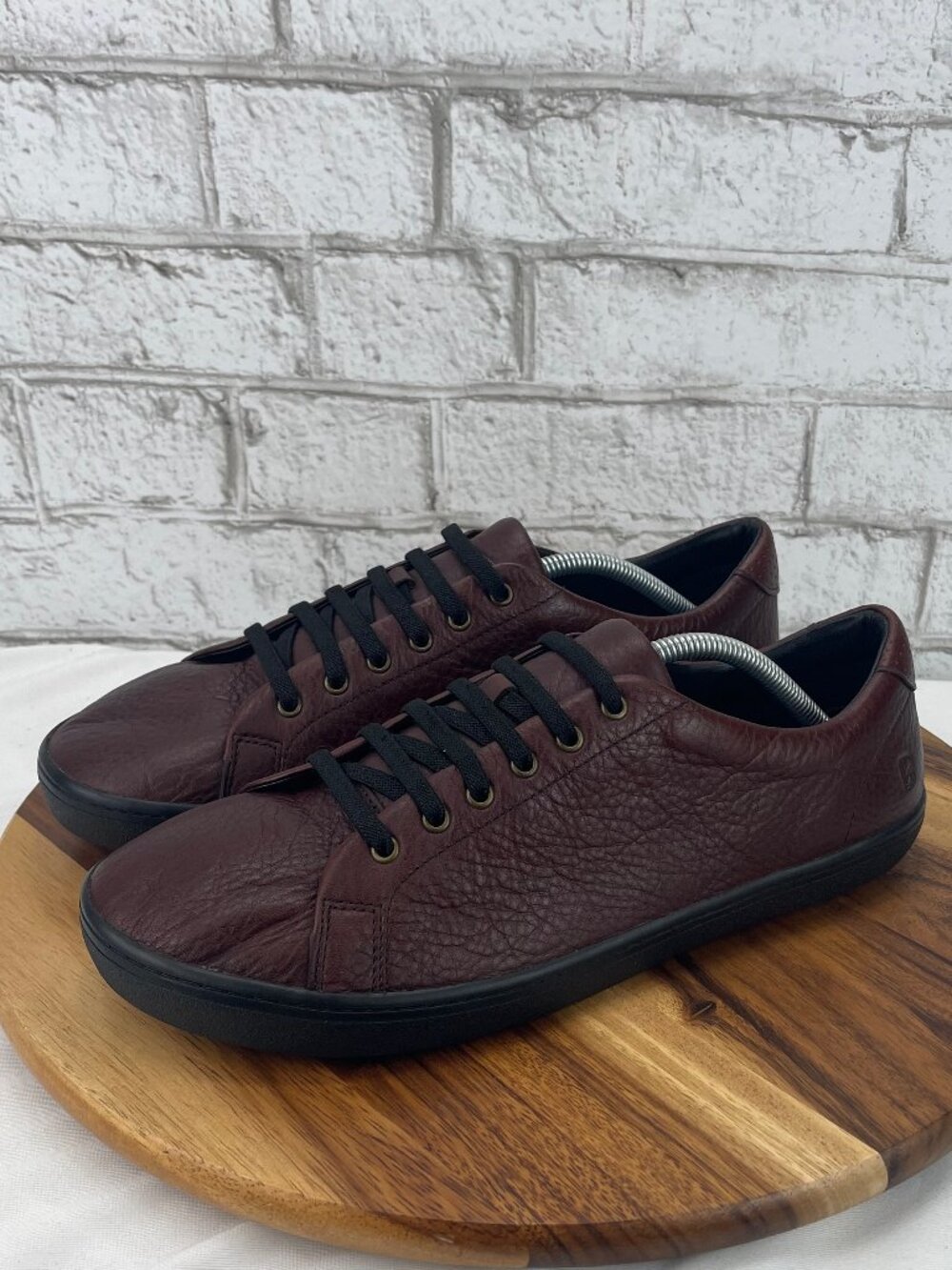 Birchbury Bramfords Mens 12 Brown Black Pebbled Leather Slip On Casual Shoes